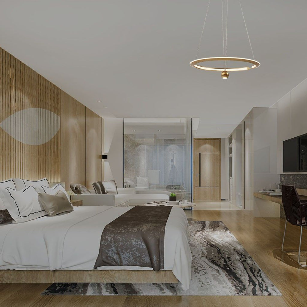 V-TAC Lampadario LED a Sospensione Circolare 46W dal Design Regolabile Moderno e Elegante in Metallo Colore Oro Spazzolato 3000K V-TAC Lampadario LED a Sospensione Circolare 46W dal Design Regolabile Moderno e Elegante in Metallo Colore Oro Spazzolato 3000K